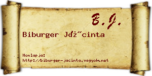 Biburger Jácinta névjegykártya